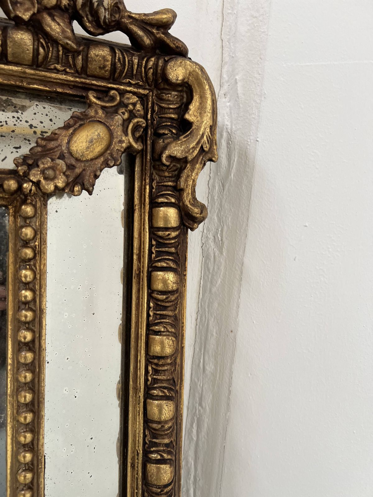 Louis XVI Style Mirror With Parecloses In Wood And Gilded Stucco 19th Century photo vinterior