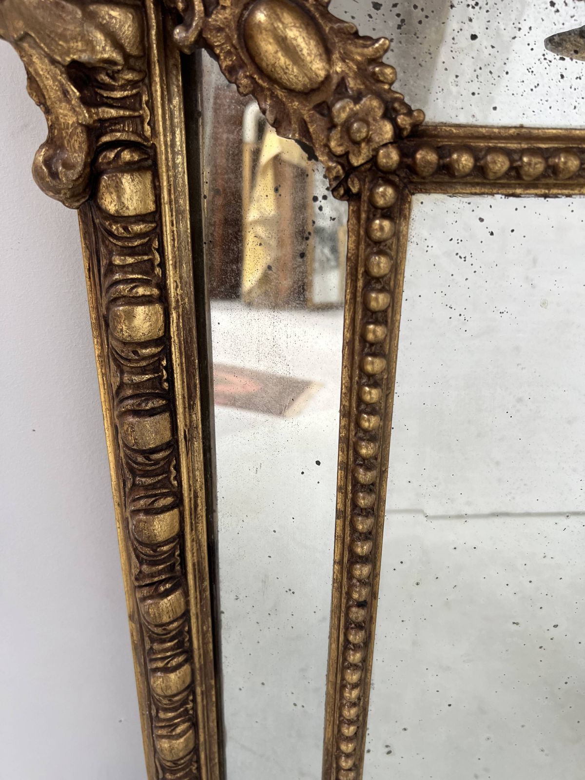 photo for sale Louis XVI Style Mirror With Parecloses In Wood And Gilded Stucco 19th Century