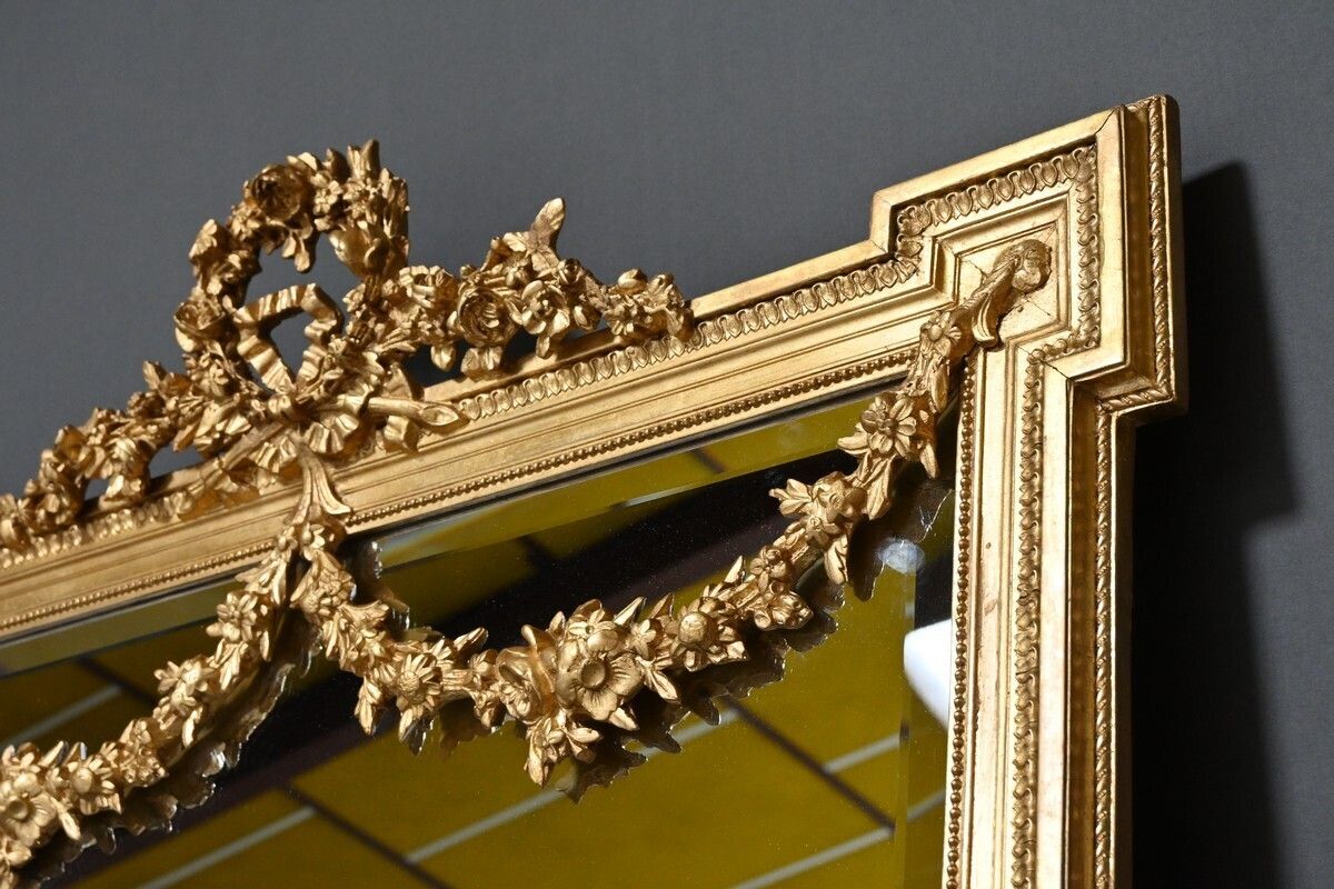 photo for sale Gilded Wood Mirror Louis XVI Style  Part 2 19th Century