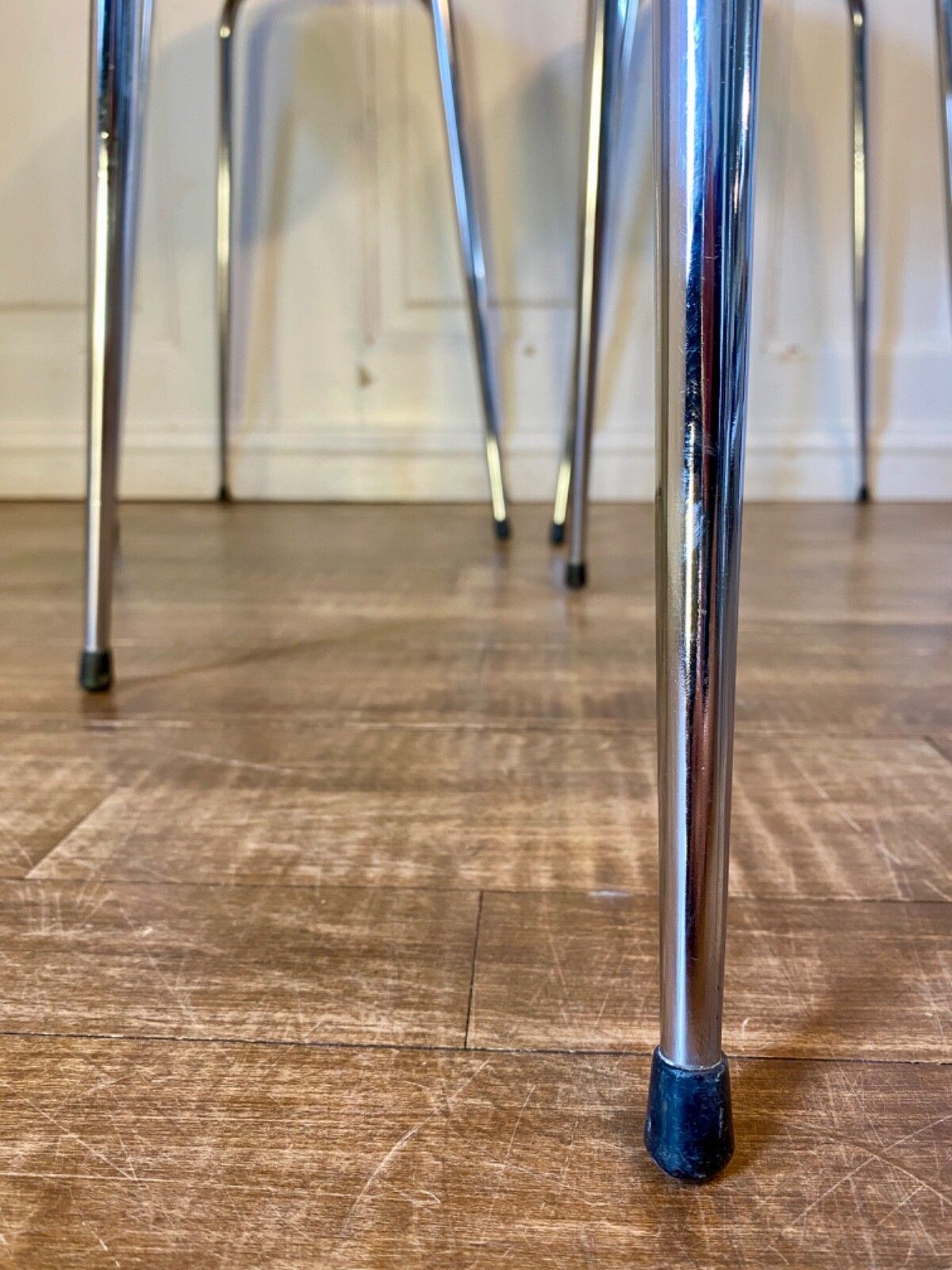 photo furniture 1 Of 2 Matching Original Vintage Mid Century 1960s Black & Chrome Stools.