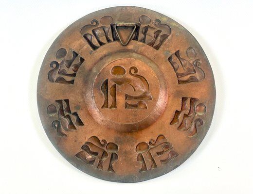 Mid Century Modern Hungarian Copper Casting Wall Art Plate By Máté János, 1970s photo 148.0