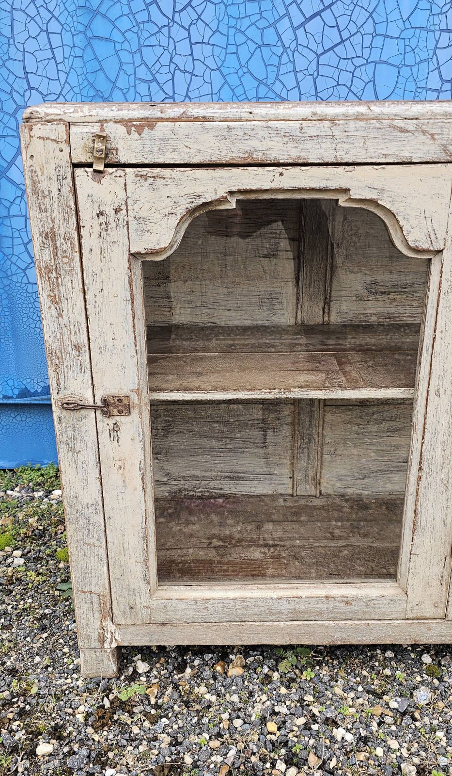 photo vinterior Old Glass Sideboard In Teak, 1800s