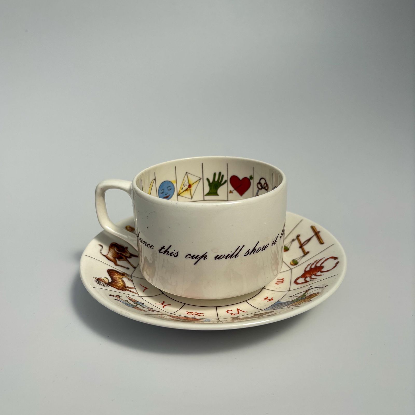 Vintage Royal Kendal Fortune Telling Cup And Saucer With Zodiac Symbols photo furniture