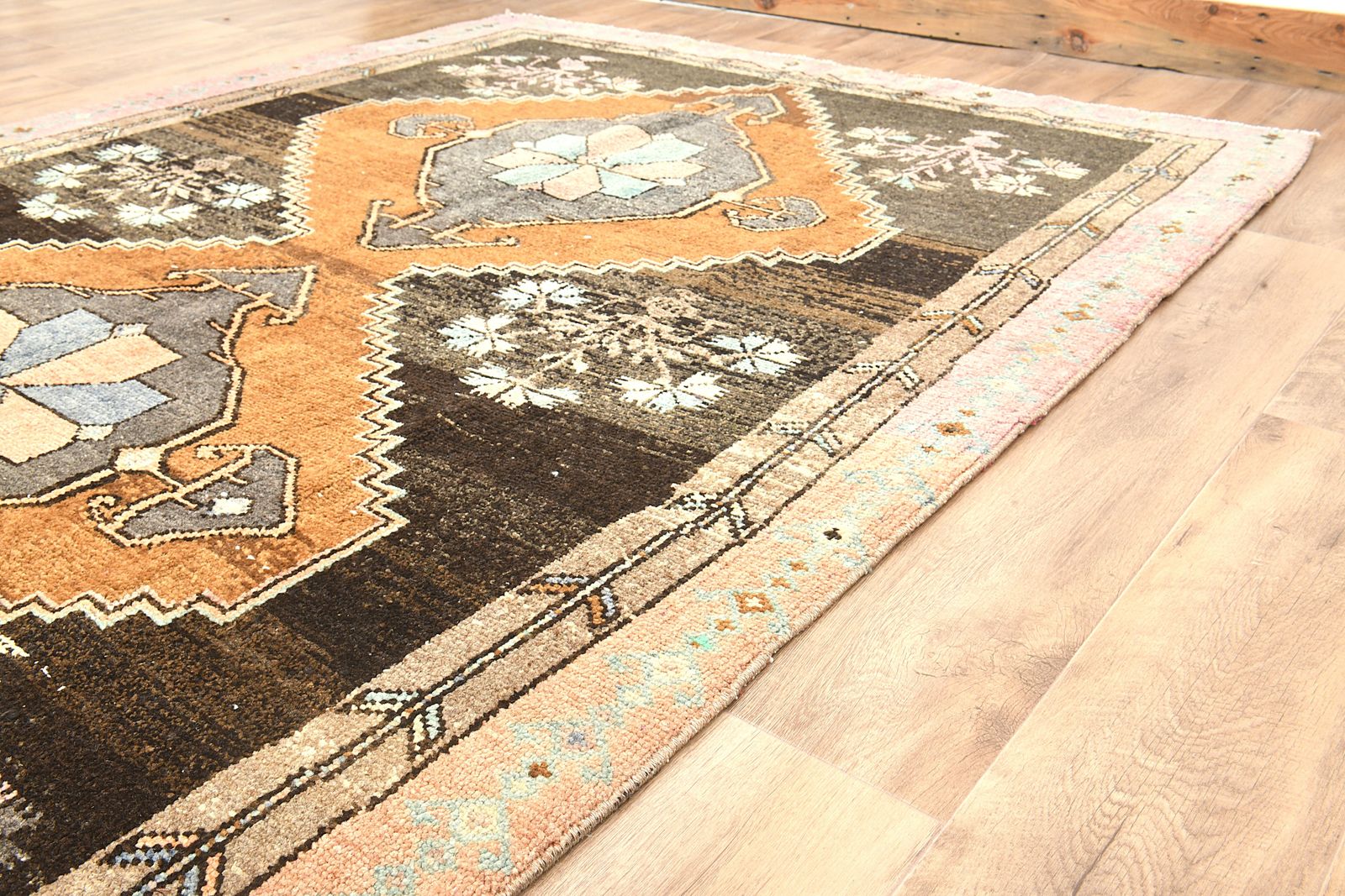 5'1x11'7 Ft, Vintage Turkish Wide Runner, Handmade, Soft Wool, Stair Rugs, Hallway Carpet, Woven Oushak Rug, Brown Orange Tones photo vinterior
