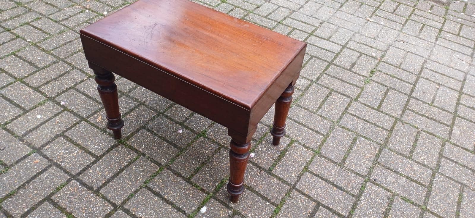 Antique Mahogany Baby Bath Stool   Victorian Lift Off Top Nursery Seat With Shaped Recess, Vintage Mahogany Stool, Antique Stool, Work Box photo for sale