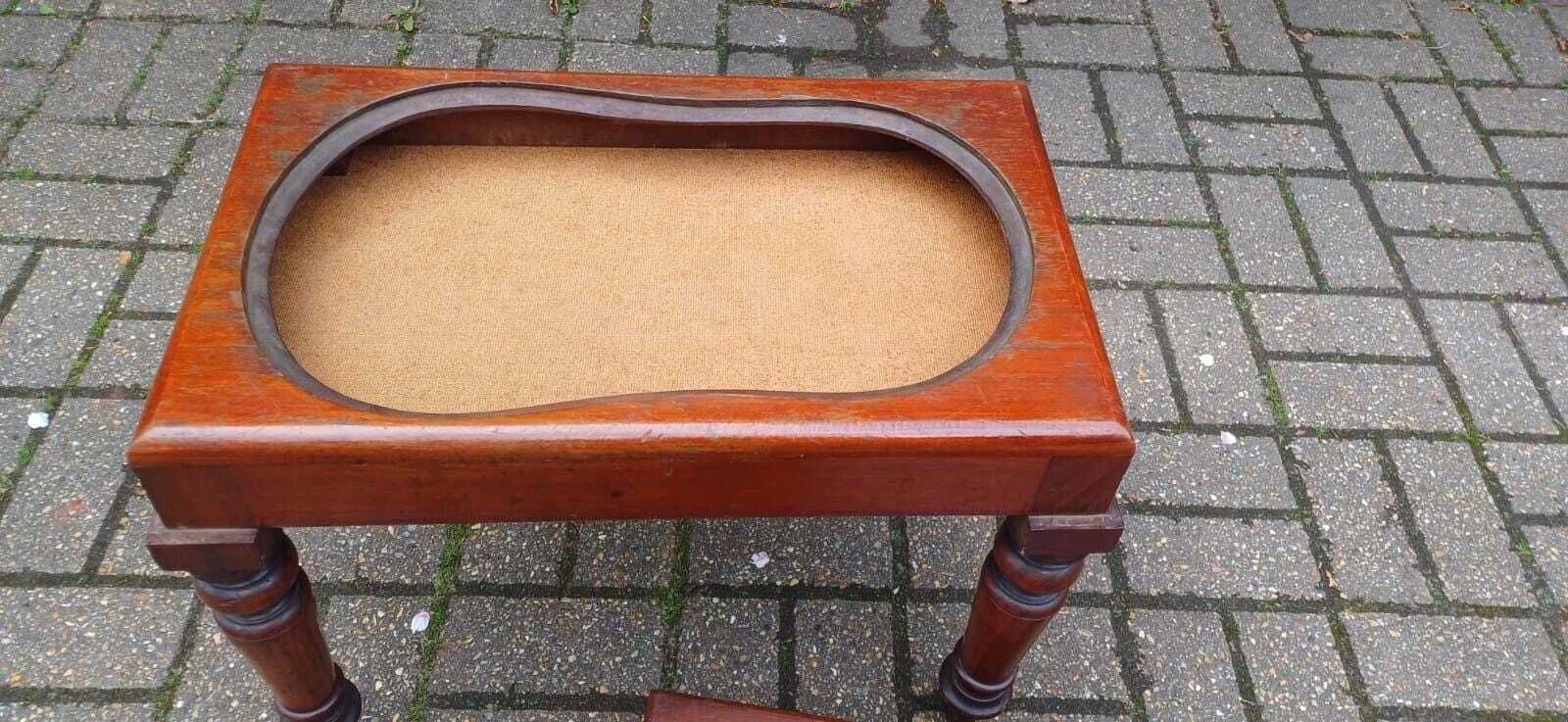 Antique Mahogany Baby Bath Stool   Victorian Lift Off Top Nursery Seat With Shaped Recess, Vintage Mahogany Stool, Antique Stool, Work Box photo Furniture