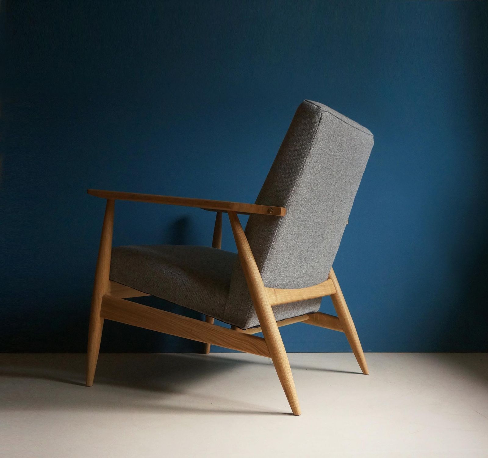 Pair Of Vintage Style Armchairs, Modern, Gray Upholstery, Brass Finishes. photo furniture