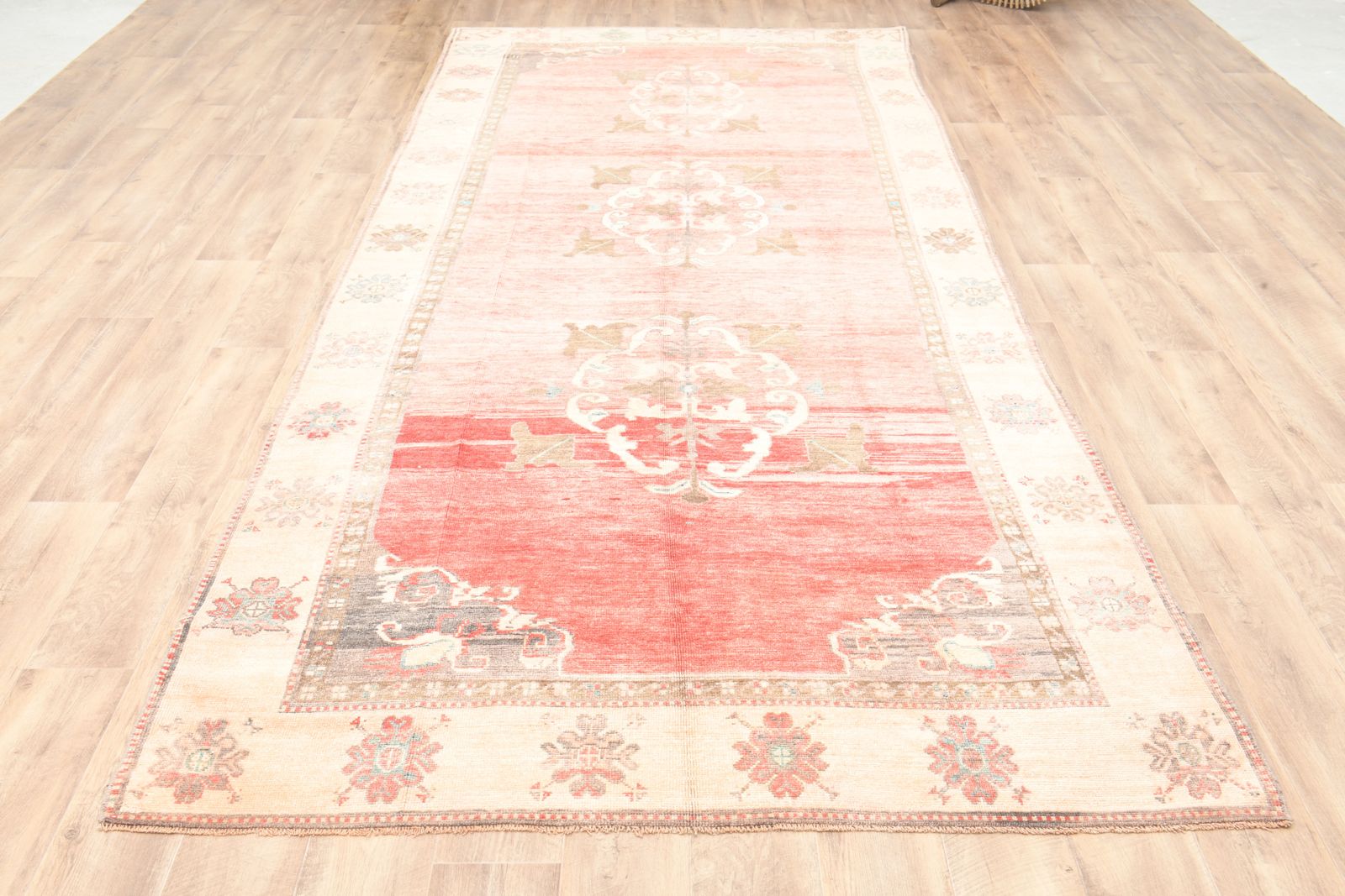 5'3x12 Ft, Shabby Decor Vintage Wide Runner, Washable, Organic Wool, Eco Friendly, Hallway Rug, Turkish Rugs, Handmade photo furniture