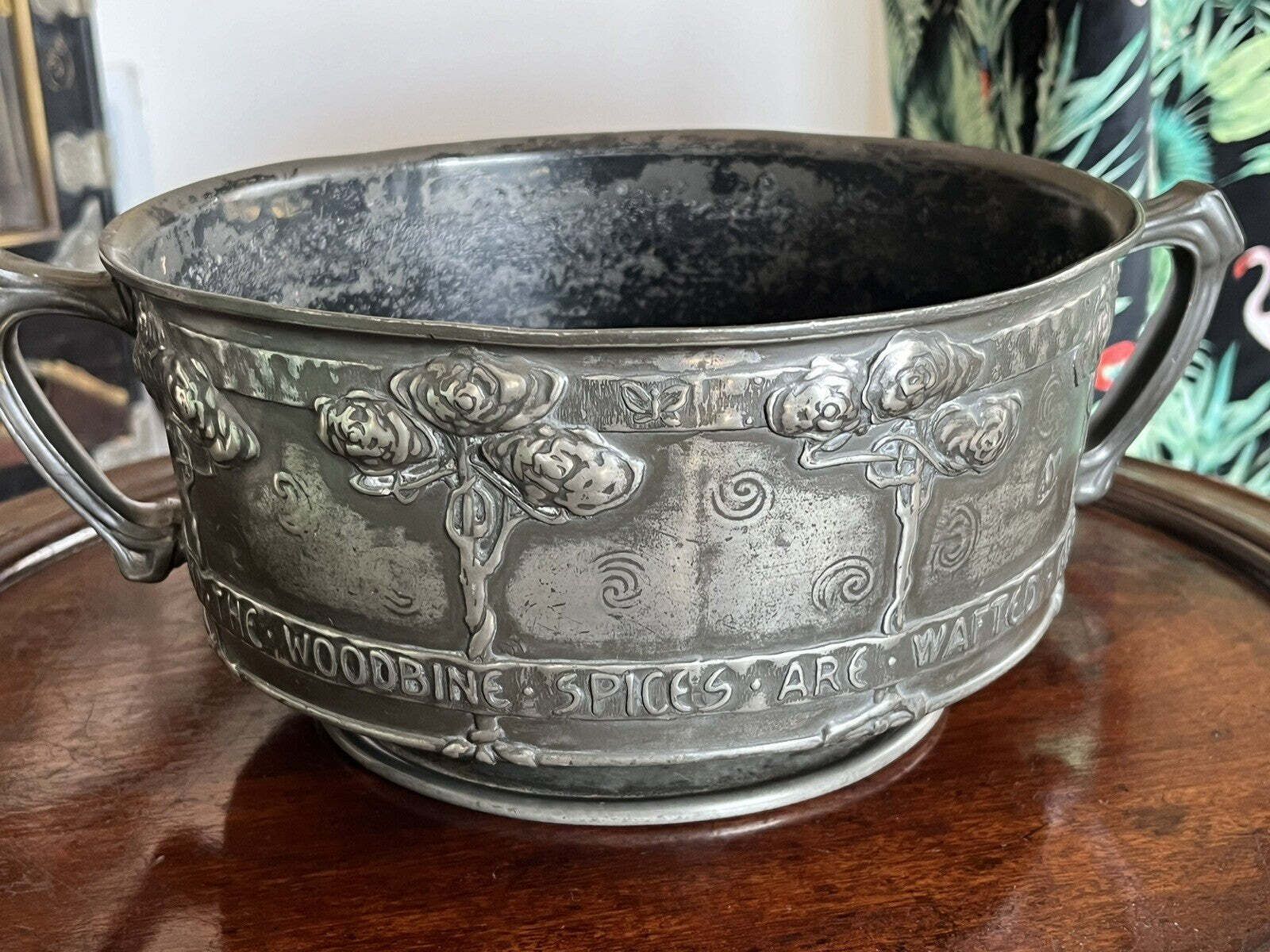 Liberty & Co Tudric Arts & Crafts 2 Handle Pewter Rose Bowl By David Veasey photo buy