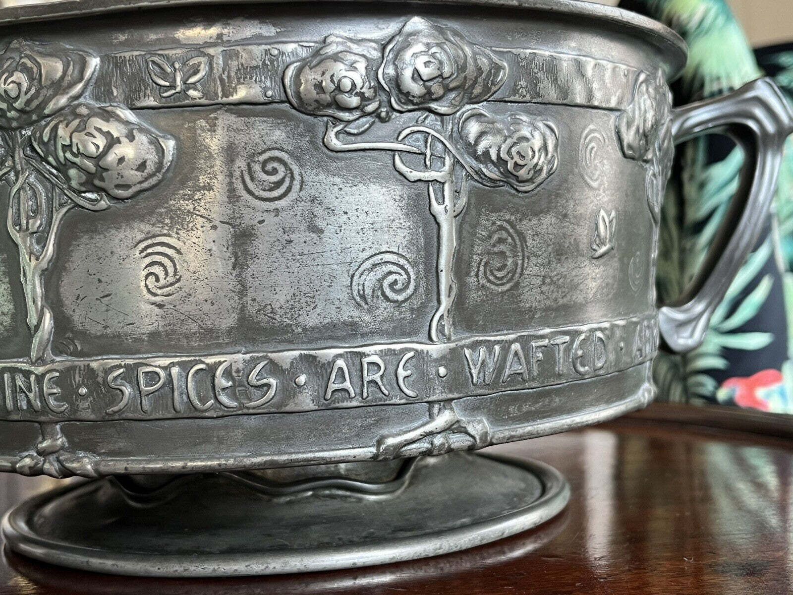 Liberty & Co Tudric Arts & Crafts 2 Handle Pewter Rose Bowl By David Veasey photo vintage