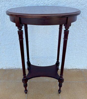 Mid Century French Wood Oval Side Table, 1950s photo furniture