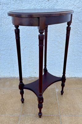 Mid Century French Wood Oval Side Table, 1950s photo for sale