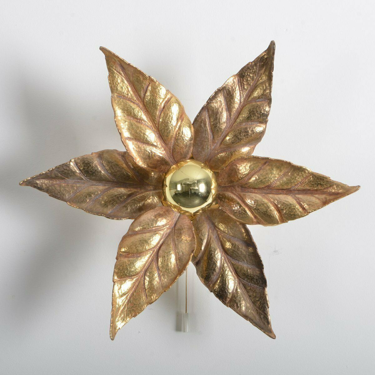 Set Of 2 Willy Daro Brass Flower Sconce From Massive Lighting, 1970s photo vinterior