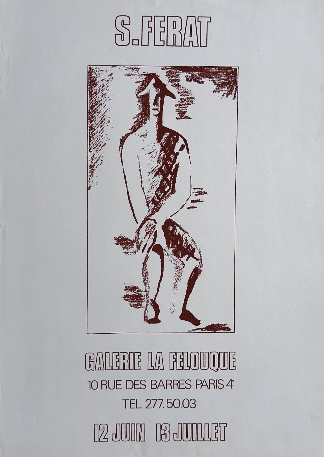 Serge Ferat Poster Poster Poster Vintage Exhibition Paris 1970 Galerie La Felouque
