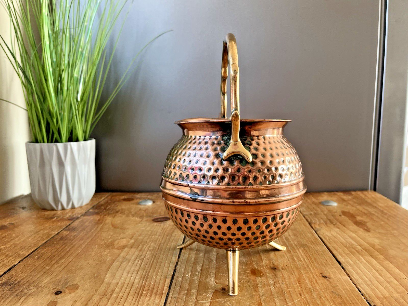 Antique Aesthetic Movement Copper & Brass Dimpled Spirit Kettle Was Benson Style photo vintage