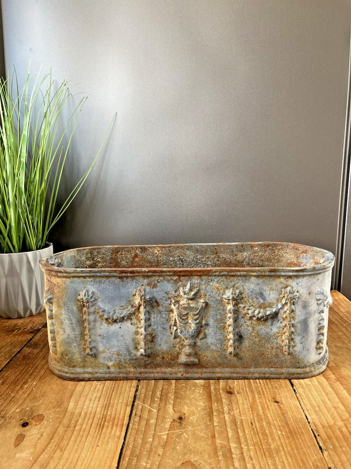 photo furniture Antique 19th C French Regency Urn Cast Iron Planter Flower Trough Plant Pot