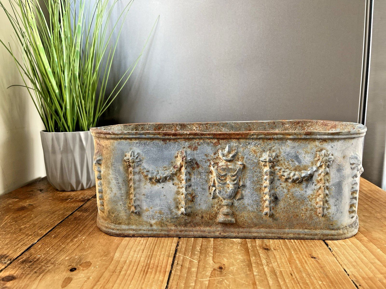 photo for sale Antique 19th C French Regency Urn Cast Iron Planter Flower Trough Plant Pot