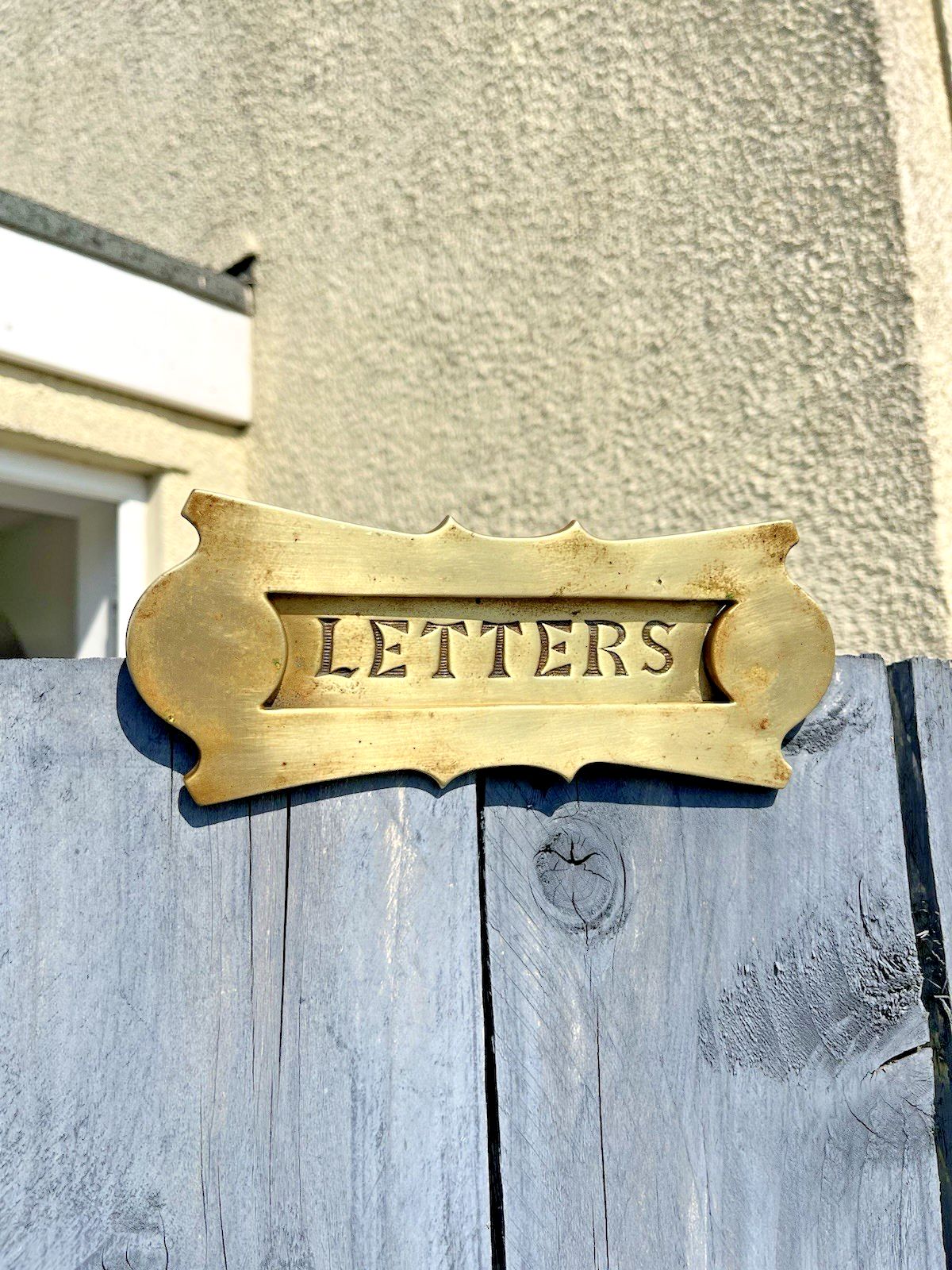 Reclaimed Antique 20's Art Deco Brass Door Knocker Mail Letter Box Posting Slot photo furniture