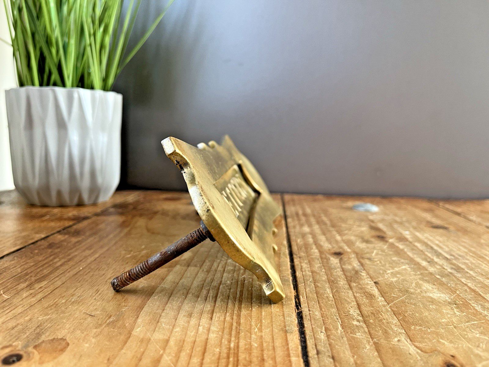 Reclaimed Antique 20's Art Deco Brass Door Knocker Mail Letter Box Posting Slot photo buy