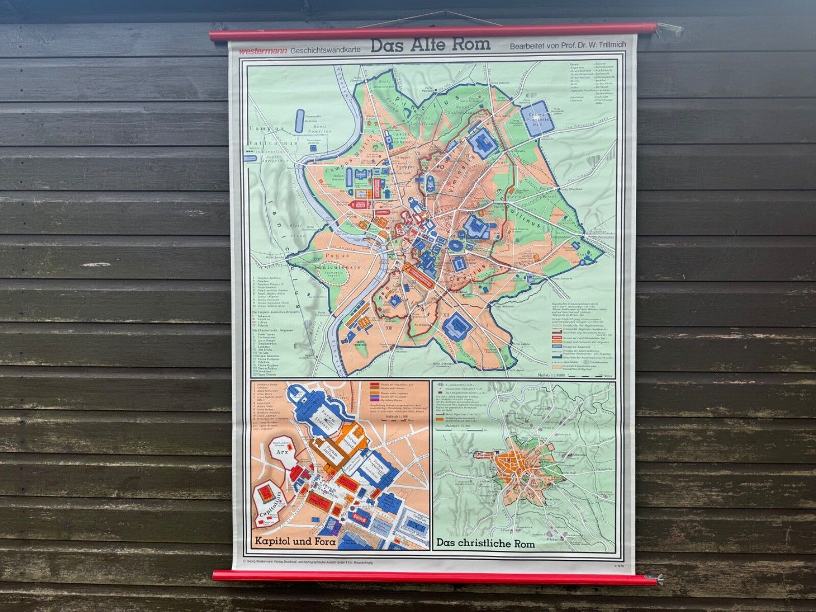 Vintage Ancient Rome City Map Westermann Linen Backed School Map  Italy History