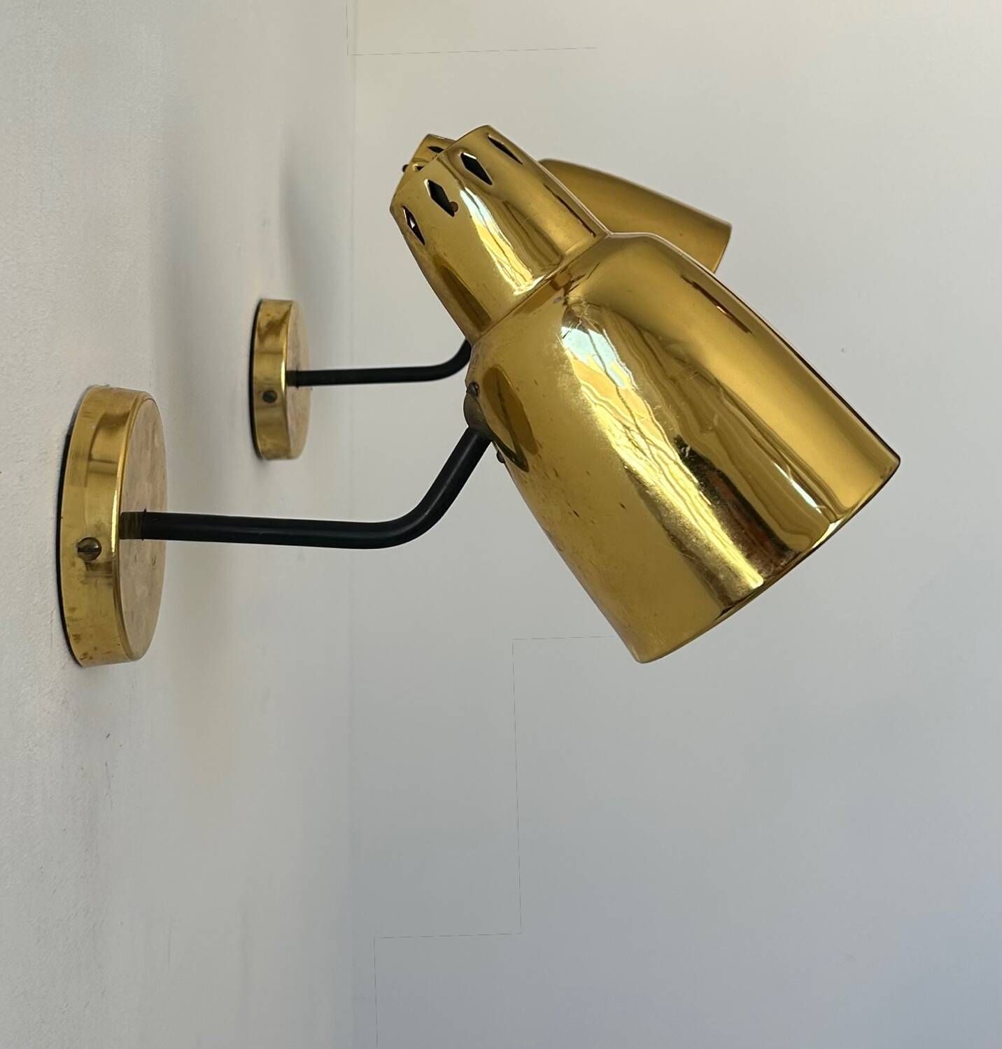 Pair Of Vintage Adjustable Wall Lights, Brass, France 1960 photo buy