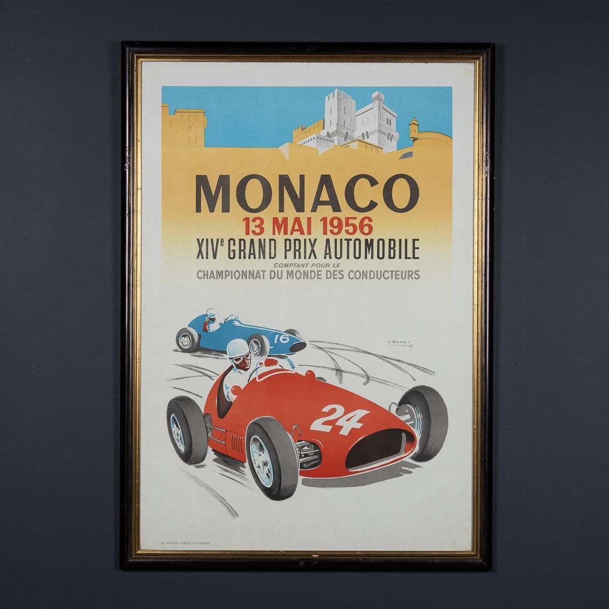 Vintage 20thc Framed 1956 Monaco Grand Prix Poster By Jean Ramel C.1985 photo furniture
