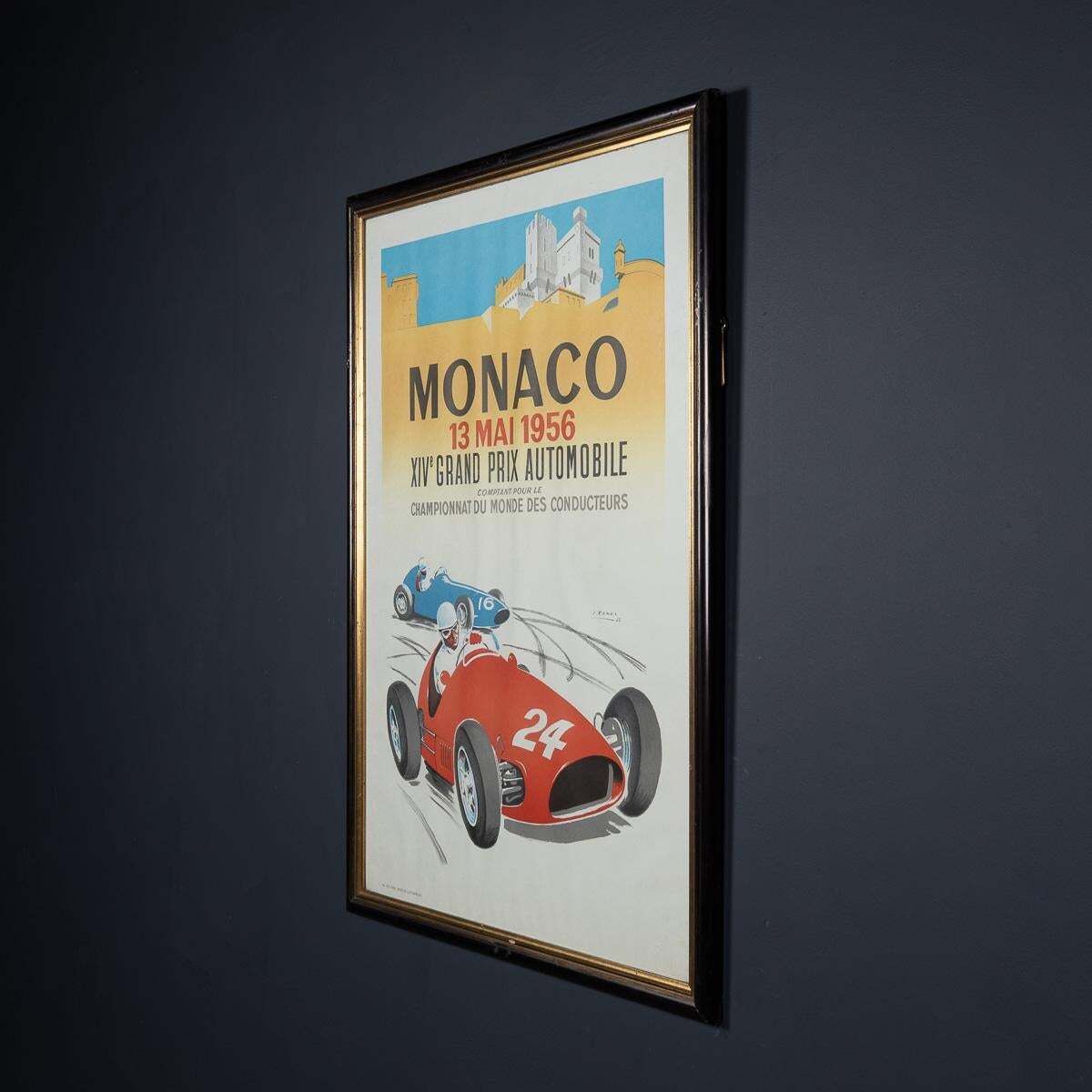 Vintage 20thc Framed 1956 Monaco Grand Prix Poster By Jean Ramel C.1985 photo for sale