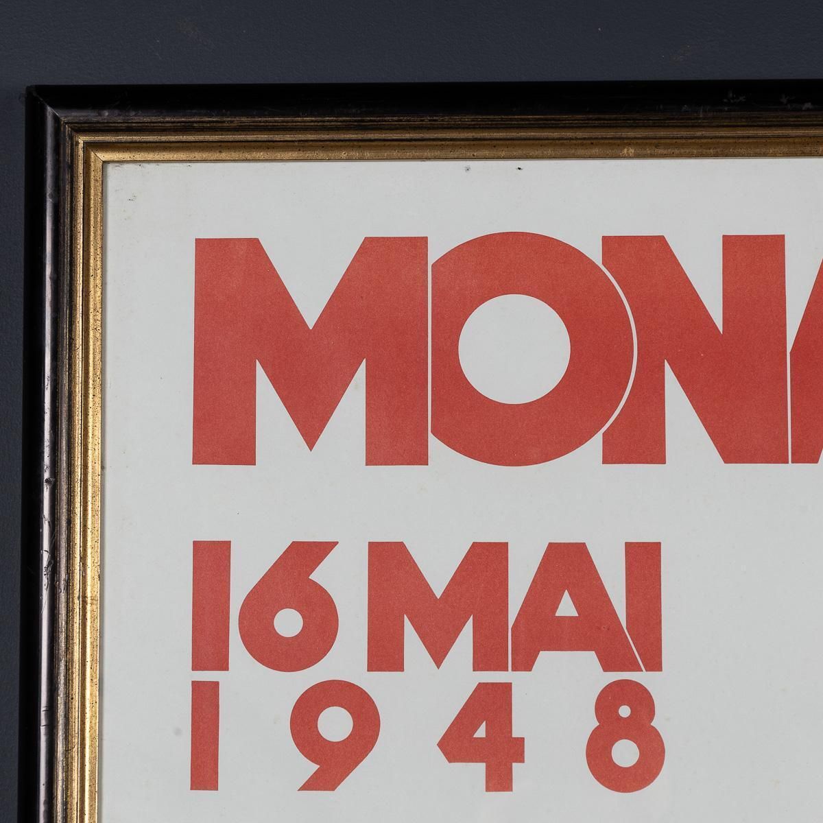 Vintage 20thc Framed 1948 Monaco Grand Prix Poster By Georges Hamel C.1985 photo Art