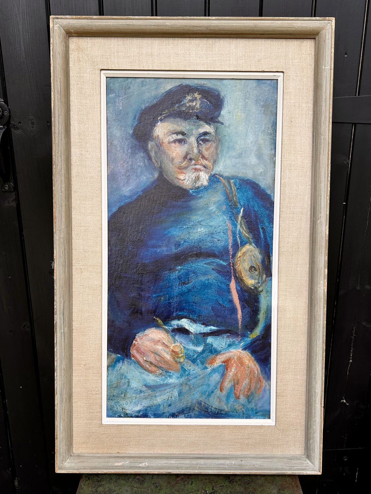 Mid Century Oil On Board Of Captain, Signed Rubin