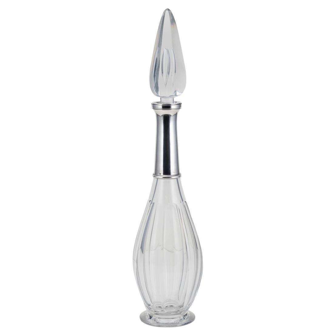 Stunning 20thc French Art Deco Solid Silver & Baccarat Crystal Decanter C.1920
