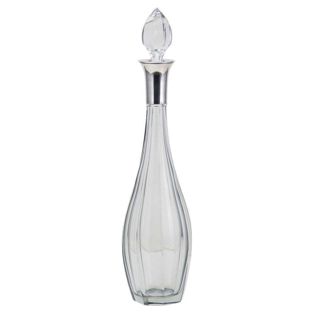 Stunning 20th Century French Art Deco Solid Silver & Cut Glass Decanter C.1920