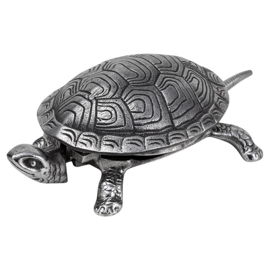 Antique 20th Century English Novelty Cast Iron Tortoise Desk Bell C.1910