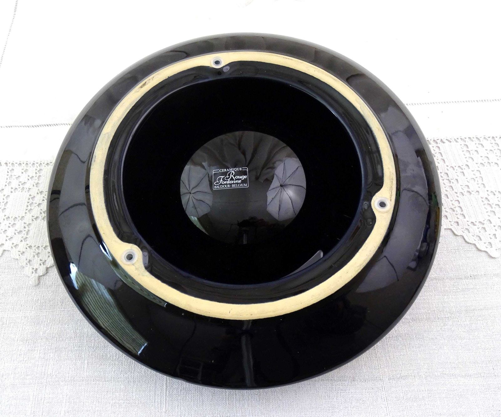 Extra Large Besserat De Bellefon Champagne House Round Black And Gold Promotional Ashtray Excellent Condition, Big Retro Smoking Accessory photo Home Decor