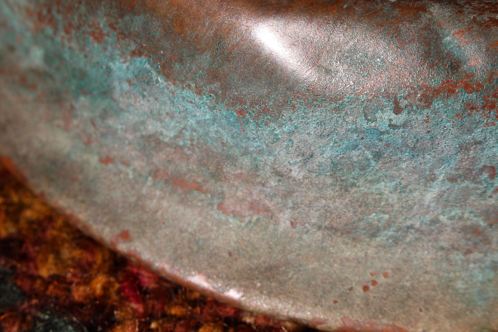 Edwardian Country House Verdigris Copper Dogs Water Bowl photo vinterior