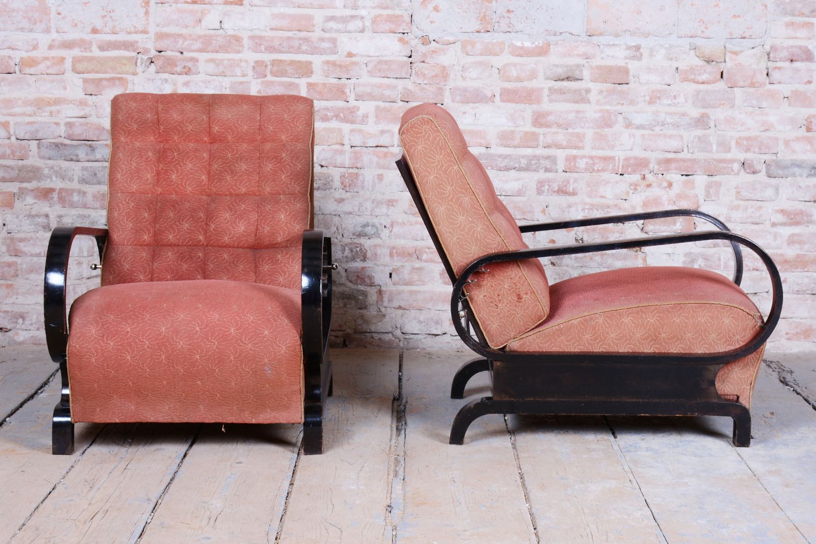 Two Restored Art Deco Reclining Armchairs, By Halabala, Up Závody, Czech. 1920s photo buy
