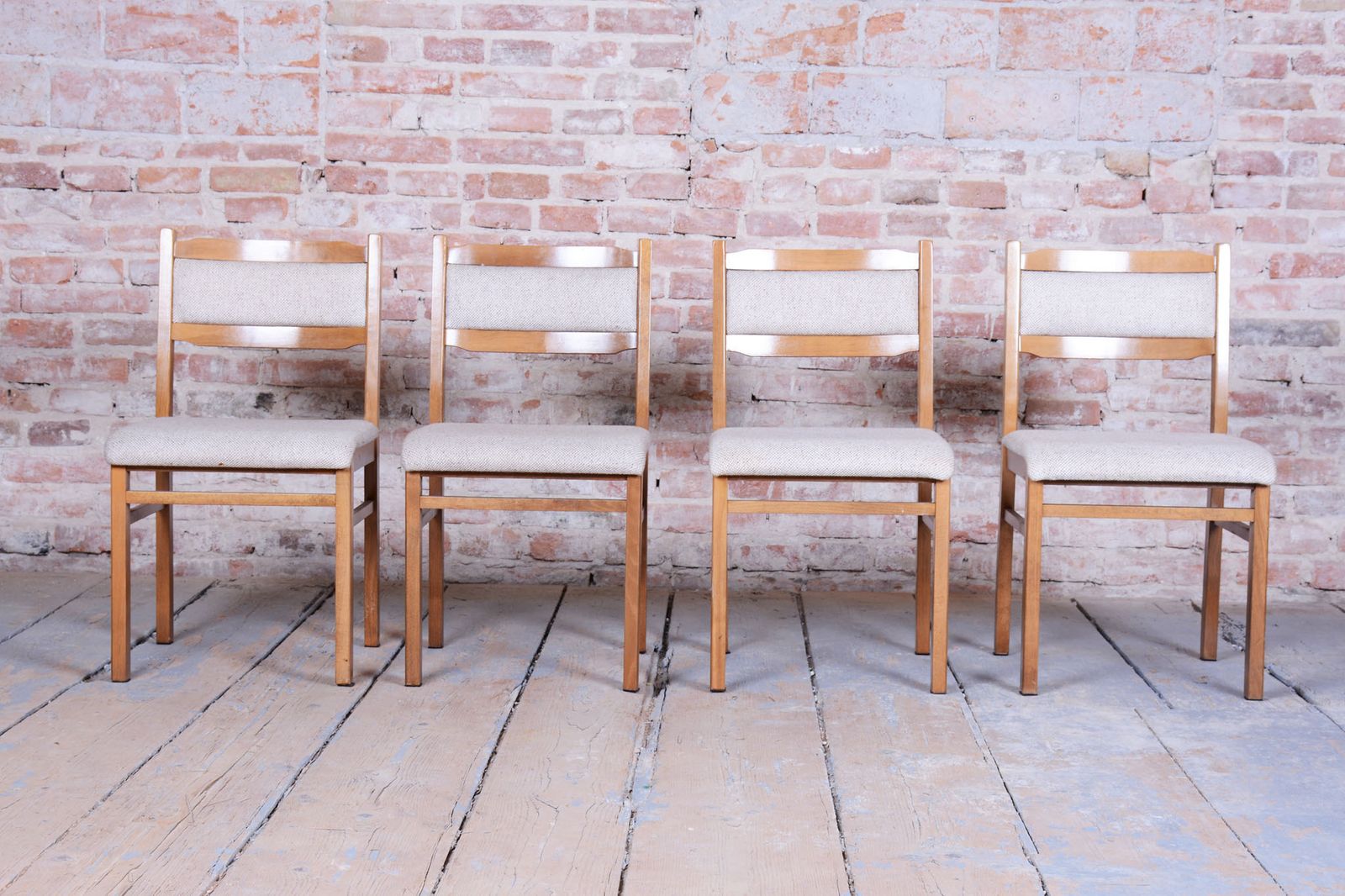 Set Of Four Original Mid Century Dining Chairs, Beech, Czech, 1960s photo furniture