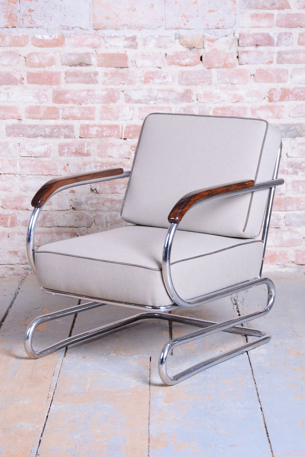 Restored Bauhaus Double Suspension Chair, Halabala, Up Zavody, Oak, Czech, 1930s photo for sale