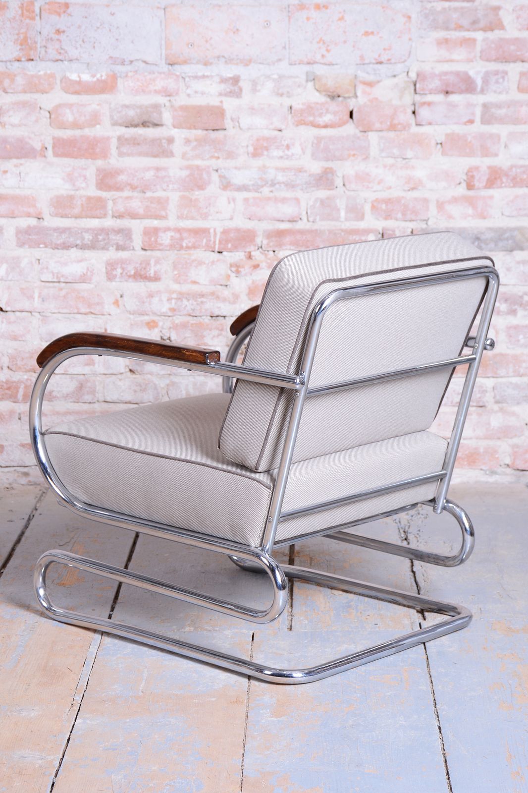 Restored Bauhaus Double Suspension Chair, Halabala, Up Zavody, Oak, Czech, 1930s photo buy