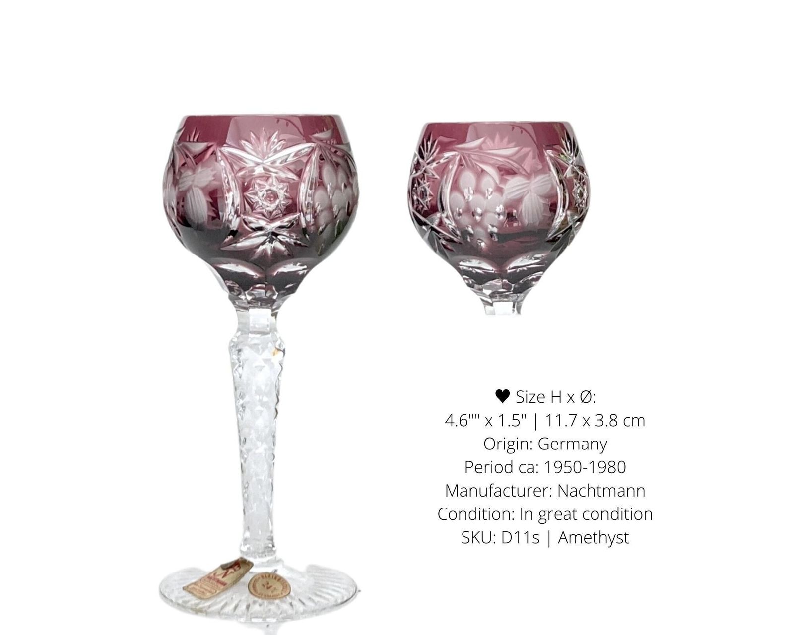 Amethyst Cordial Glasses | 6 Stuks | Kristallen Glazen | Nachtmann | Jaren 1960 photo furniture