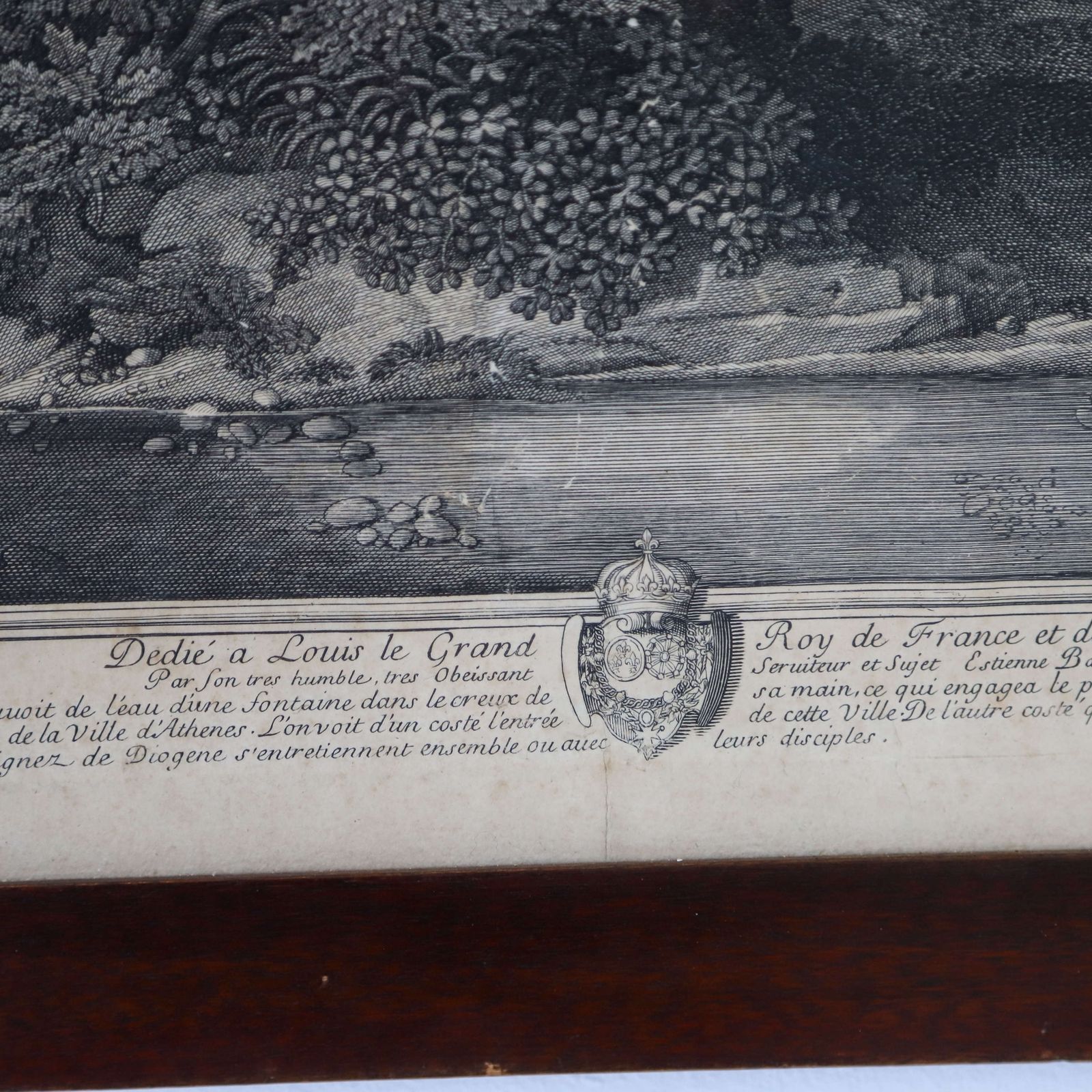 18th Century French Engraving 'Landscape With Diogenes' By étienne Baudet   Original Frame photo for sale