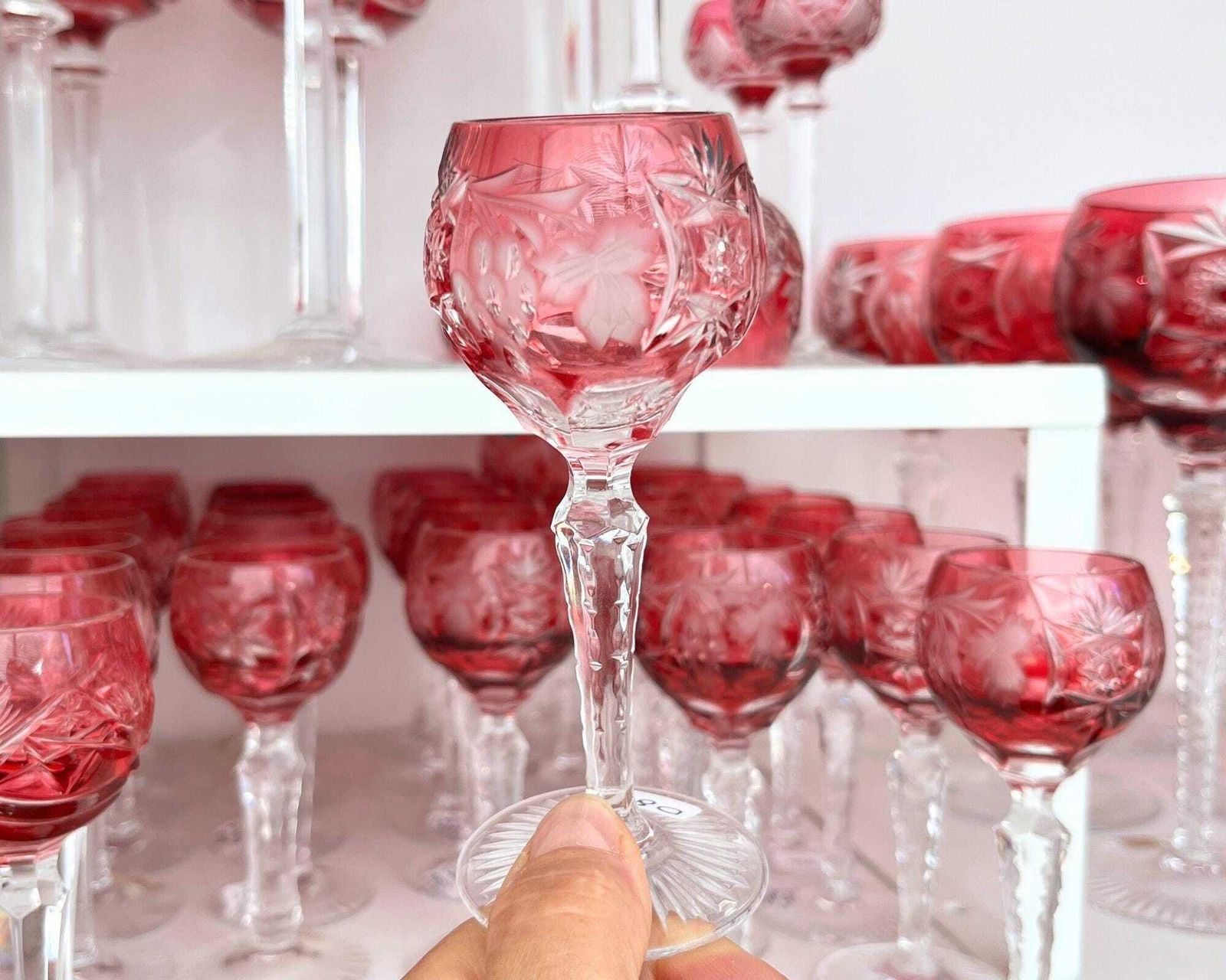 Kristallen Cordiaalglazen Rood | 6 Stuks | Nachtmann Grapes | Jaren 70 photo buy