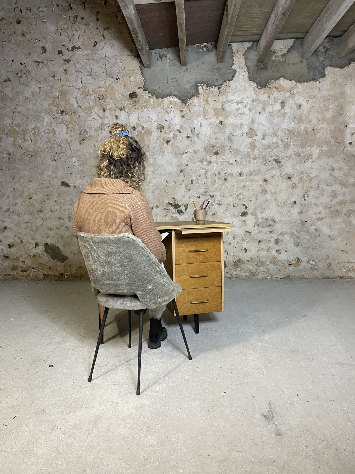 photo buy Vintage Wooden Desk, 1960s