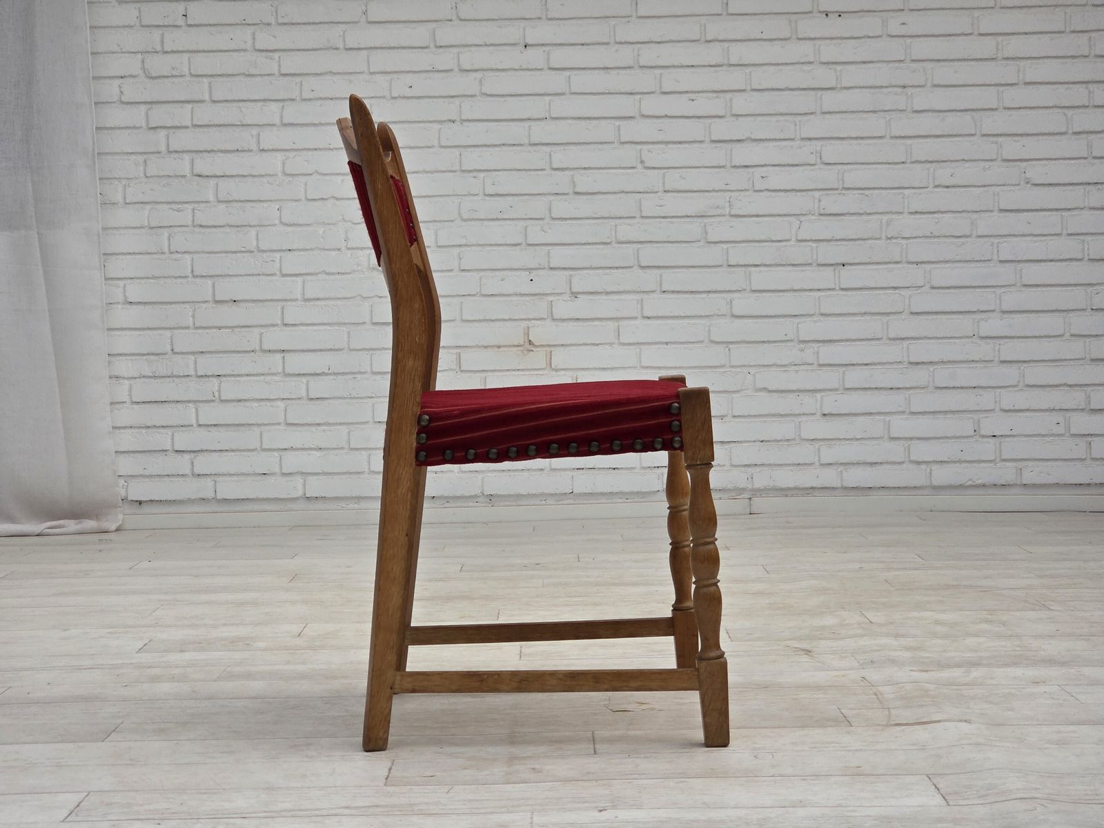 Ca. Jaren 1970, Set Van 6 Deense Eetkamerstoelen, Eikenhout, Meubelwol. photo 1350.0