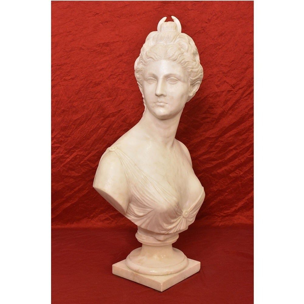 Antique Statues, Marble, Woman Sculpture, Diana The Huntress, XIX Century. (Stma76) photo for sale