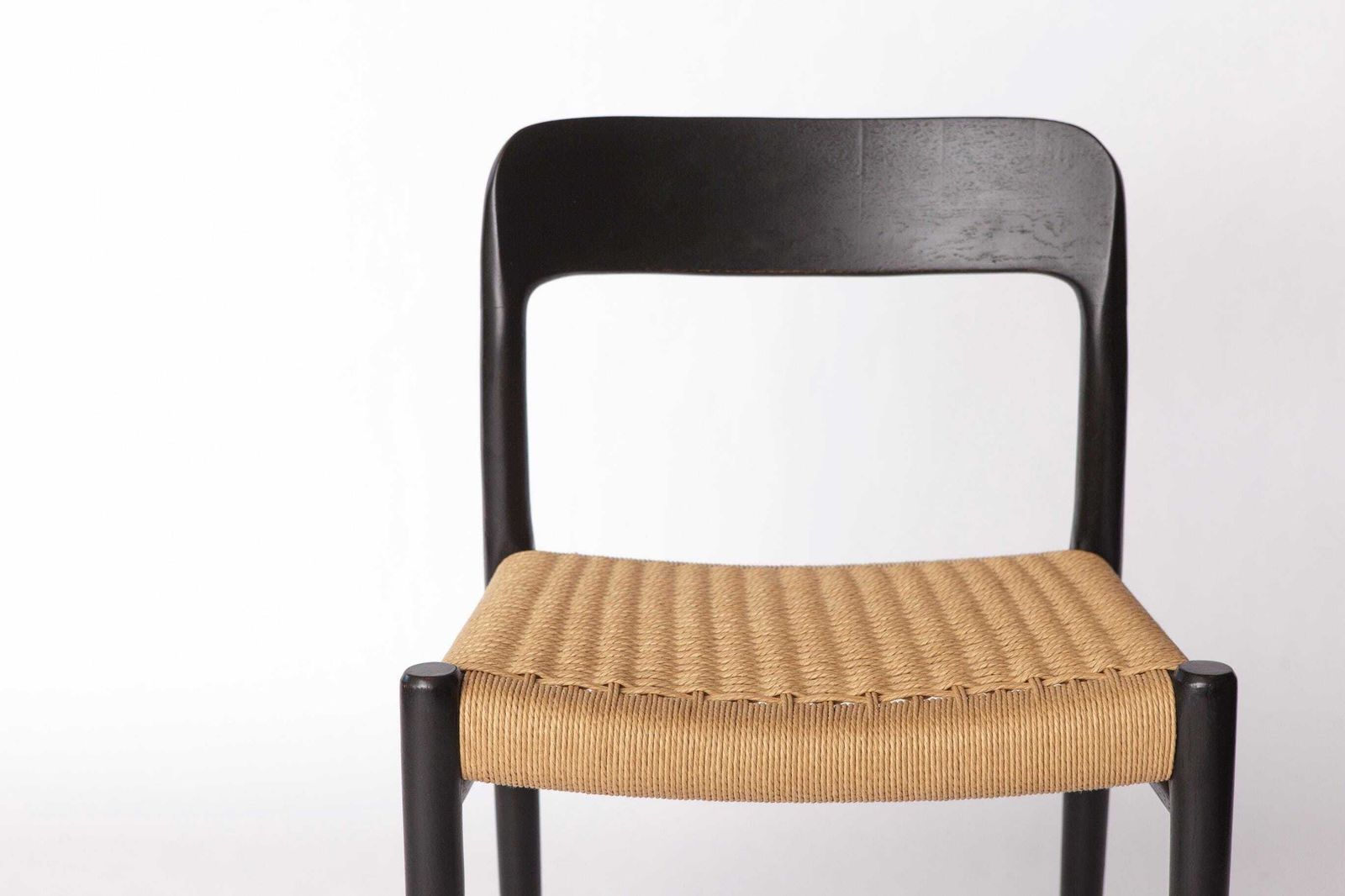 Niels Møller Model 75 Chair In Black Oak With Danish Cord, 1960s Mid Century Modern Scandinavian Design photo for sale