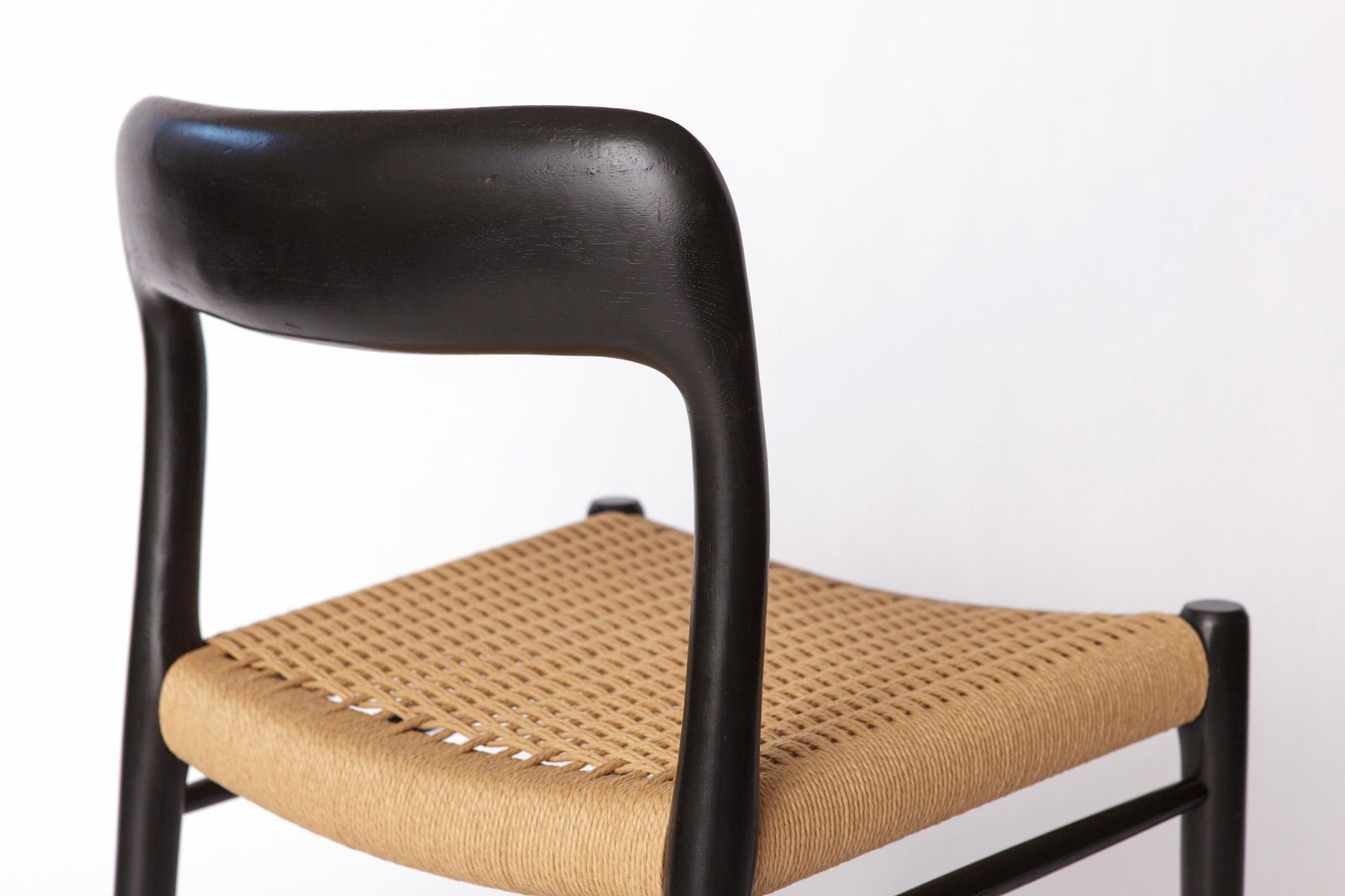 Niels Møller Model 75 Chair In Black Oak With Danish Cord, 1960s Mid Century Modern Scandinavian Design photo vintage