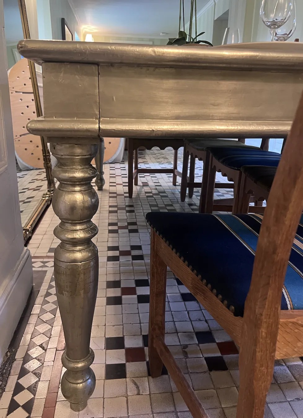 Farmhouse Table, Louis Style, Zinc Wrapped, 8 10 Seater photo vinterior