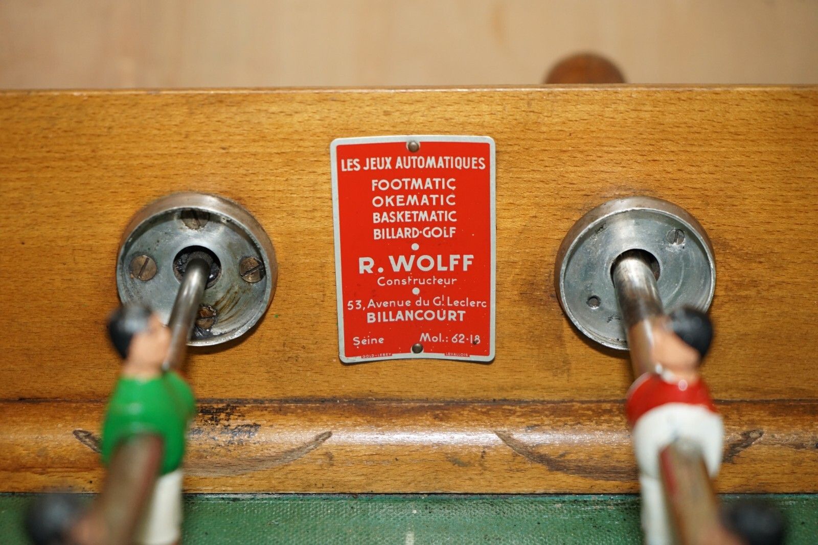 photo vinterior Antique French Cir 1920's R Wolff Les Jeux Automatiques Football Foosball Table