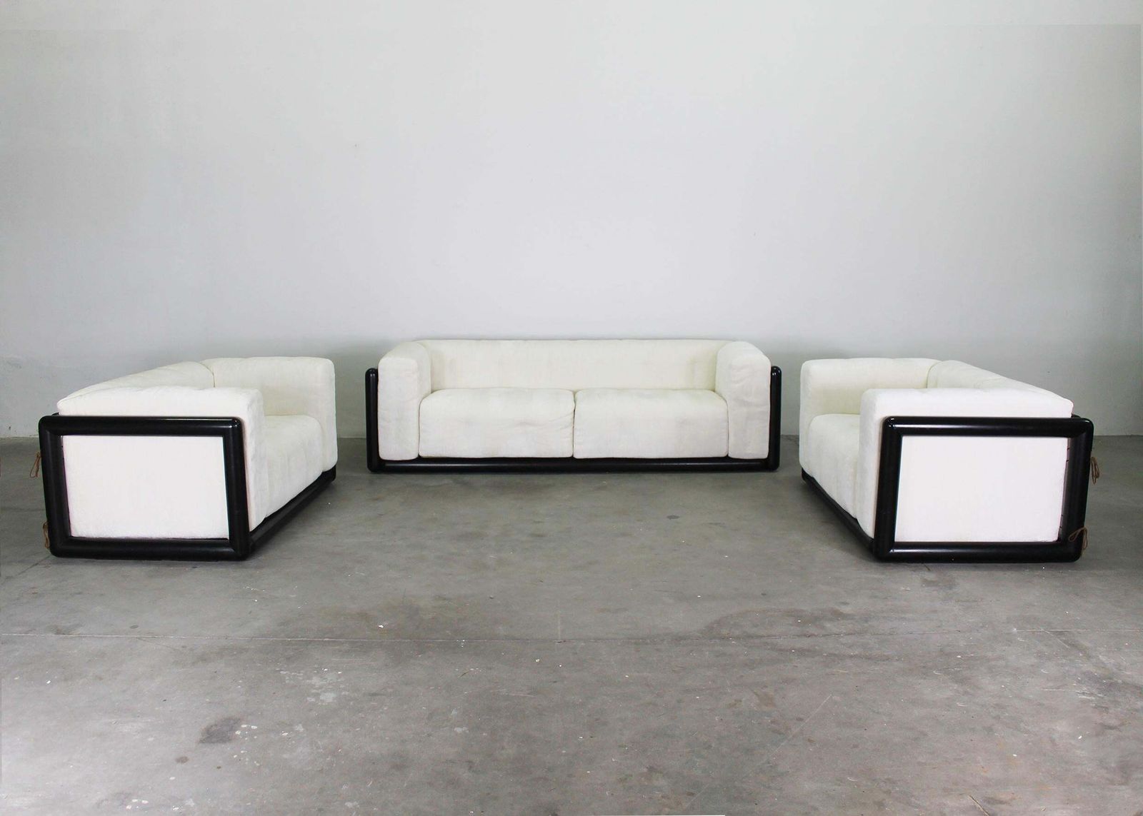 Carlo Scarpa Cornaro Living Room Set In Lacquered Wood And Fabric By Gavina 1970 photo 23320.0