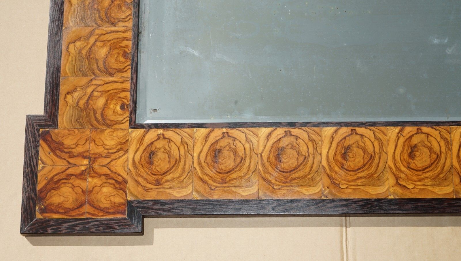 Exquisite Bevelled Edge Oyster Laburnum Wood Wall Mirror Sublime Patina photo Home Decor